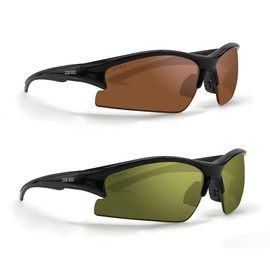 Epoch Eyewear Golf Sport Sunglasses 2 Pair Black w/High Clarity Green & Black w/Amber Lens