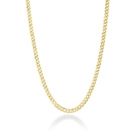 Miabella Italian Solid 18k Gold Over 925 Sterling Silver Two Tone 3.5mm Diamond Cut Cuban Link Curb Chain Necklace for Women, Made in Italy, Sterling Silver, No Gemstone