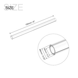 sourcing map Plastic Pipe Rigid Polycarbonate Round Tube Clear 0.2"(5mm) ID 0.23"(6mm) OD 6" (150mm) High Impact for Lighting, Models, Water Plumbing