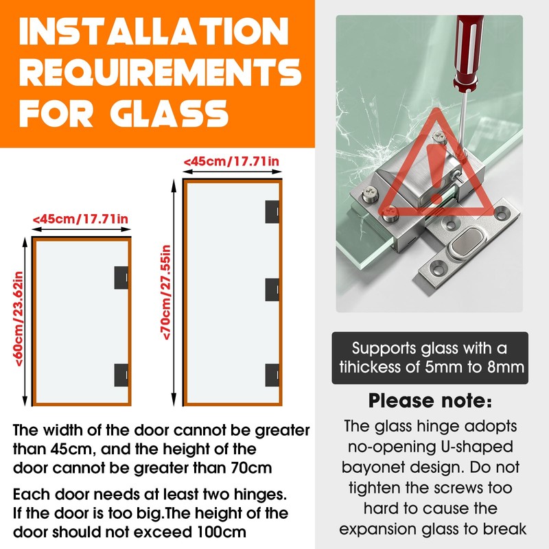 Mdkave Glass Door Hinges,Soft Close Hinges for Glass Cabinet Doors，304