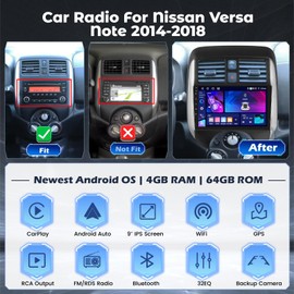 DSP Android 15 Car Stereo for Nissan Versa Note 2014 2015 2016, [4+64G] Hikity 9'' IPS Touchscreen Radio Wireless Carplay Android Auto Bluetooth Mirror Link GPS SWC 5G WiFi FM/RDS/32EQ Backup Cam