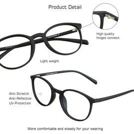 VisionGlobal Blue Light Blocking Glasses for Computer Reading or Gaming, UV 400 Anti Glare Lenses Help Reduce Eye Strain and Fatigue, Men and Women (Dinah_Black(c1), x0.50 Magnification)