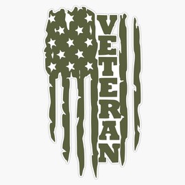 HOF Trading Us Military Green Veteran Flag Vinyl Sticker Waterproof Decal Laptop Wall Window Bumper Sticker 5"