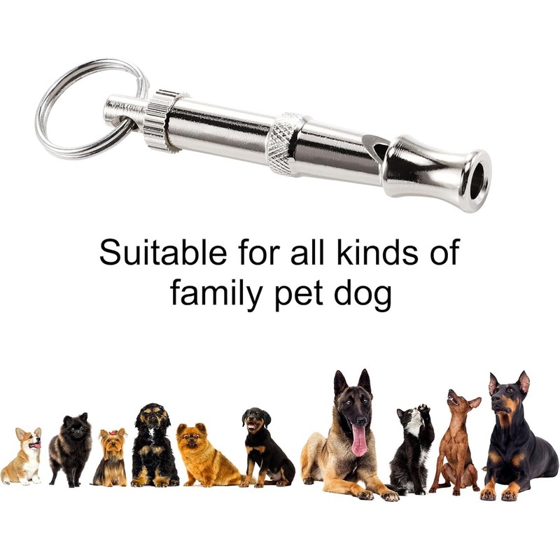 Silver Pets Whistle Adjustable Pet Training Sound Control Stainless Steel