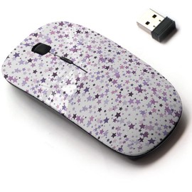 2.4G Wireless Mouse with Cute Pattern Design for All Laptops and Desktops with Nano Receiver - Stars Different