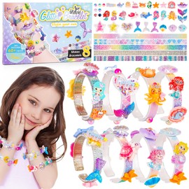 Craft Kits for Kids Age 5 6 7 8 9 Year Old Girls, Mermeid Bracelet Making Kit Art and Crafts Gifts for 5-12 Year Old Girls, Jewellery Making Kit Girls Toys Birthday Presents for Kids Age 6 7 8