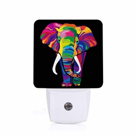 Chrobak LED Night Light,Colorful Flamboyant Elephant LED Night Light Plug into Wall with Dusk to Dawn Light Sensor White Energy Efficient Nightlight for Bedroom Bathroom Hallway Living Room Kitchen