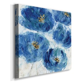 Wexford Home Square Premium Gallery Wrapped Canvas Flower Multicolor Wall Art Abstract Floral Romance Modern Pictures Print for Home Office, Ready to Hang, blue floral fleck, 16x16