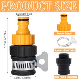 2Pcs Universal Tap Hose Connector, ABS 12-16mm Hose Pipe Adapter with Adjustable Stainless Steel Collar for Kitchen Garden Bathroom Indoor and Outdoor