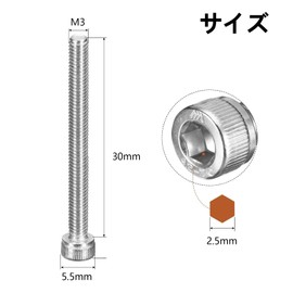 POTRRCIUSUER Hex Head Cap Bolt, Full Thread, 304 Stainless Steel, Hex Socket Head Bolt, Cap Bolt, M3 x 30 mm 50 Pieces