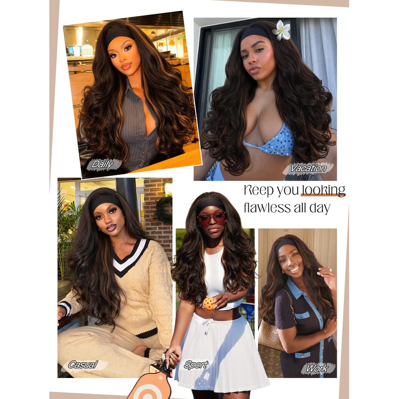 Long Yaki Curly Headband Wigs For Black Women Half Wig