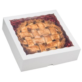 RomanticBaking 24pcs 10x10x2.5 Inches White Pie Boxes Bakery Boxes with Window Cookies Boxes Chocolate Covered Strawberries Boxes Cakesicle Browines Boxes for Christmas