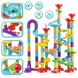 Mgivyar Marble Runs for Kids 4-8,113 Pcs Marble Run Set, Marble Tracks STEM Learning Toy, Construction Building Blocks Toys, STEM Marble Runs for Kids（GD-32）