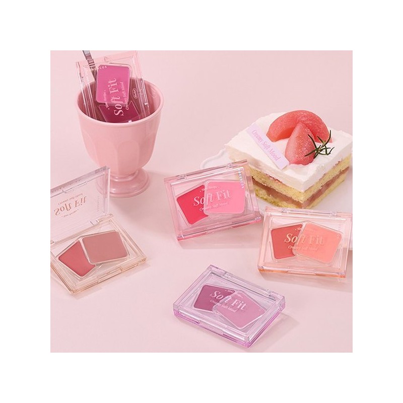 Soft fitting cream blusher (+heart puff) 01 Apricot milk /