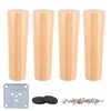 4 Pack 6inch/15cm Solid Wood Furniture Legs, Mid-Century Wooden Replacement Feet, Tapered Wood Legs Sofa Replacement Feet with & Mounting Plate & Screws for Sofa Couch Armchair Cabinet TV Stand