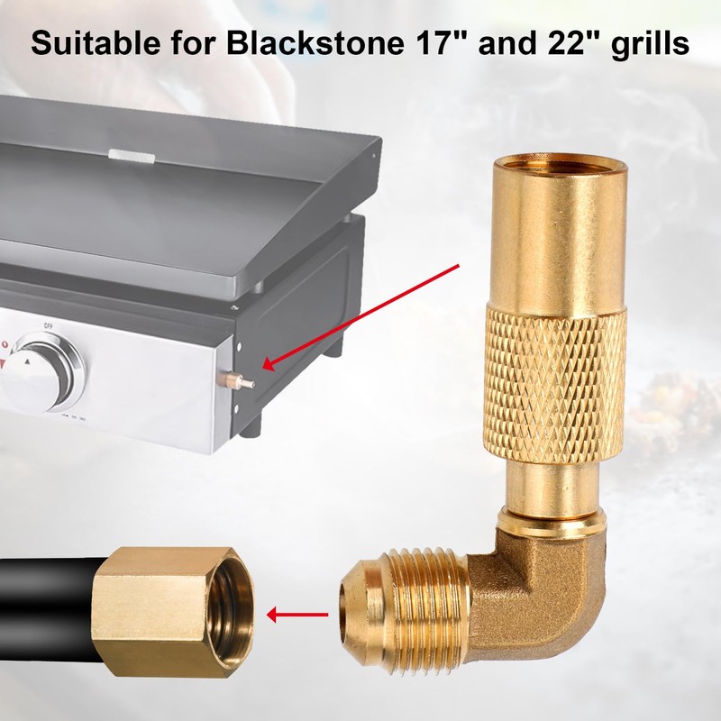 Gosknor Propane Elbow Adapter for Blackstone, Brass 3/8" Male Flare