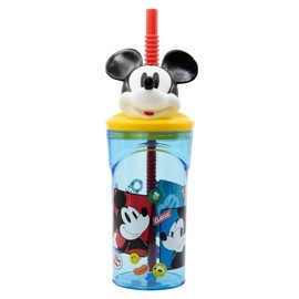 OM SUPPLIES Mickey 3D Figurine Cartoon Characters Reusable Tumbler Childrens Drinking Cup Straw 23 x 7.5 x 7.5cm (Mickey)
