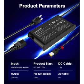 300W Legion Charger for Lenovo Legion Pro 7 7i 5 5i Y720 Y740 ThinkPad R7000P R9000P Y9000K 9000K Compatible with ADL300SLC3A ADL300SDC3A Power Supply Adapter