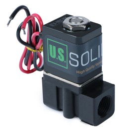- Válvula solenoide de 1/4 pulgadas normalmente cerrada (N.C.) 12 VDC nailon (nuevo polímero mejorado resistente a las grietas) tapa azul por U.S. Sólido