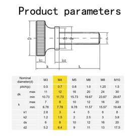 M4-0.7 x 5mm Znic Plated Flat Knurled Head Fully Threaded Thumb Screws Bolts Fastener,Threaded Knurled Grip Knobs Thumb Screw,Vesa Screws, Monitor Mount Screws for TV and Monitor Mount,10 Pcs