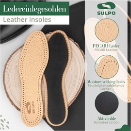 SULPO 3 Pairs Premium Leather Activated Carbon Insoles, Odour Absorber, Anti-Sweat, Breathable