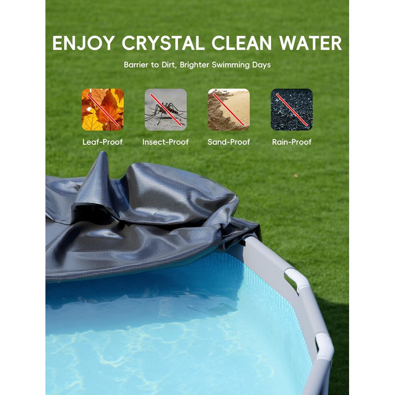 POOLHACKER 21FT Round Pool Cover, Pool Covers for Above Ground