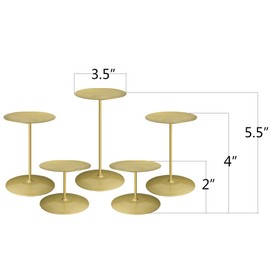 smtyle Gold Candle Holder for Pillar Candles Set of 5 Plate Centerpiece for Table or Floor with Iron