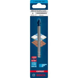 Bosch 1x EXPERT HEX-9 Hard Ceramic Drill Bit (for Hard tiles, Soft tiles, Ø 8.00 mm, Professional Accessory Impact Drill/Driver, Rotary Drill/Drivers)