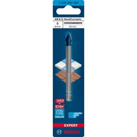 Bosch 1x EXPERT HEX-9 Hard Ceramic Drill Bit (for Hard tiles, Soft tiles, Ø 8.00 mm, Professional Accessory Impact Drill/Driver, Rotary Drill/Drivers)