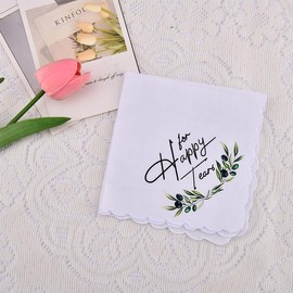 ShiQiao Spl Happy Tears Wedding Handkerchief White Keepsake for Bridal Party Favour for Guests White Hand Kerchief for Mother Father of the Groom Engagement Wedding Party Accessories for Bride