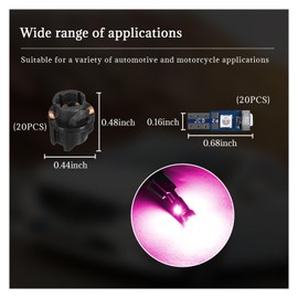 Dickno 20 PCS T5 Led Lights for Car Dashboard, High Light 3030-3SMD Replacement with Twist Lock Socket, Led Bulb for Gauge Cluster Indicator Dashboard Instrument Panel Lights (Purple)