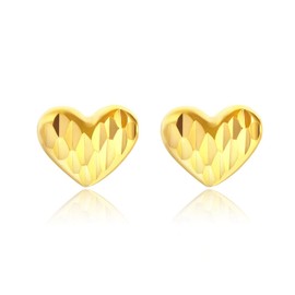 Wiacry Small Heart Earrings for Women Chic Dainty Heart Stud Earrings Sterling Silver Curved Embossed Love Earrings for Her (Embossed-Gold)