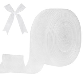 tenn well White Chiffon Ribbon 40mm, 45 Meters Double Faced Soft Chiffon Ribbon for Gift Wrapping, Crafting, Hair Bows, Wedding Party and Christmas Decoration