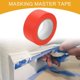 Partuto 1 Pc 2 Inches x 54.7 Yards Universal Painters Tape - DIY Car Auto Paint for Masking Tape No Residue - Crepe Paper Red