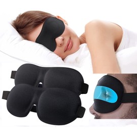 2 PCS Sleep Mask, Upgraded 3D Contoured Blinder & Blindfold,Blackout Eye Masks, Lightweight & Comfortable Blindfold No Eye Pressure with Adjustable Strap, Suitable for Travel/Nap/Yoga