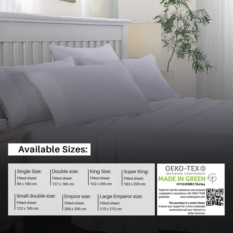 DTEX HOMES Fitted Sheet 100% Egyptian Cotton 30cm/12 Inch Extra