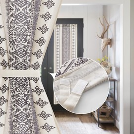 NICETOWN Natural Linen Door Curtain - Privacy French Door Shade Light Filgtering Boho Window Curtain for Patio Sidelight Glass Blind with Tieback, W26 x L72 in, 1 Panel, Greyish White