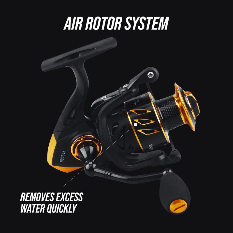 Rigged and Rigged RR 1000 spin reel. Smooth strong durable