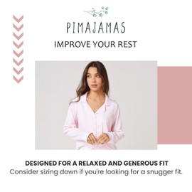 Pimajamas Pima Cotton Pajamas for Women Pink Stripes Super Soft Pajama Set Valentines day Gifts L
