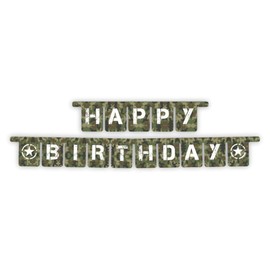 ALMACENESADAN, 5367 Birthday Party Happy Birthday Camouflage Garland Product Cardboard Extended Size of 10 Feet (Garland)