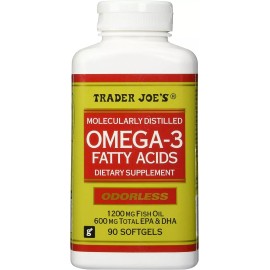 TJ's Trader Joe's Omega 3 Fish Oil 1200mg Odorless Softgels 90 Count