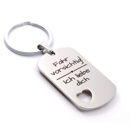 Gift Knight - Drive Carefully I Love You Keyring - Anniversary Gift for Her - Keyring Love, silver