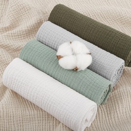 Susurration Muslin Cloths for Baby, 100% Cotton Baby Muslin Squares Cloths for Newborn Boy and Girl, Soft, Breathable and Extremely Absorbent Baby Muslin Burp Cloths, 60 x 60 cm, 5 Pack