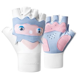ROCKBROS Kids Cycling Gloves 4-12 Years, Half Finger Gloves for Boys and Girls, Non-Slip, Soft and Stretchy - for Sports Bike Climbing Scooter, White Blue, S