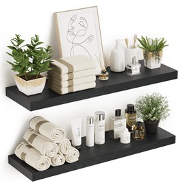 Vivelove Long Floating Shelves 10 inch Deep 36” x 10.3” x 1.8”, Large Wall Shelves for Bedroom, Bathroom, Living Room, Kitchen, Office, Modern Shelf Home Decor with Invisible Bracket, Black