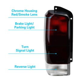 Azumka Fits for Jeep 97-01 XJ Tail Lights - Red/Smoked Lens Rear Tail Lamps Set (Left + Right) Compatible with 1997-2001 Cherokee XJ Chassis CH2800128 4897399AA