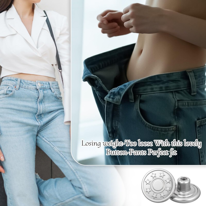 20 PCS Replacement Jean Buttons No Sew 17 mm Buttons