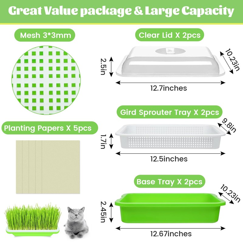 Legigo 2 Pack Seed Sprouter Trays with Lids- Soil-Free Cultivation