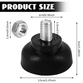 Pack of 4 M8 x 35 mm Rubber Feet, Screwable, Adjustable Furniture Feet with M8 Hex Nut, Adjustment Screw, Adjustable Furniture Feet, Suitable for Tables, Chairs, Cabinets, Machines and Appliances