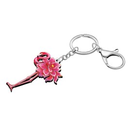 YAYAKO Acrylic Cute Flamingo Keychain Animal Charms Pink Flamingo Gifts for Women Girls Kids Backpack Keys Purse Accessories (Rose)